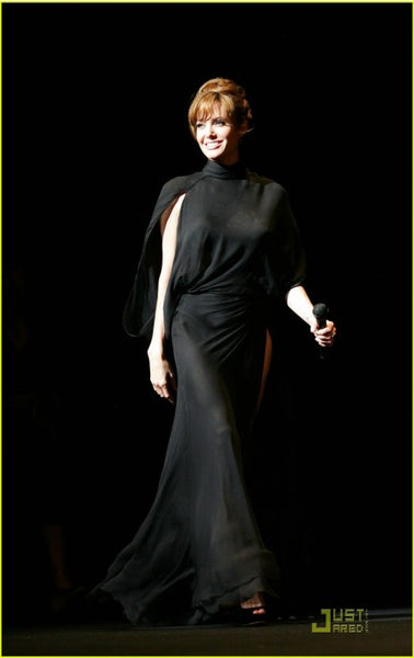 Black Angelina Jolie Backless Sexy Dress High Neck Prom Celebrity Formal Dress Salt Japan Premiere