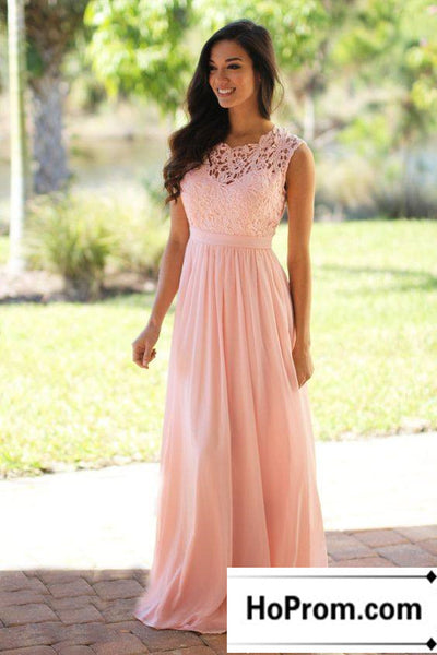 A-Line Lace Chiffon Prom Dress Evening Dresses