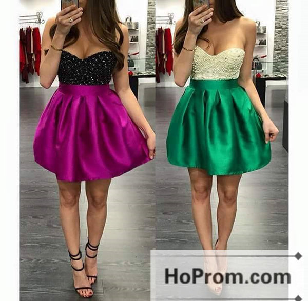 Beaded Top Mini Sweetheart Prom Dresses Homecoming Dresses