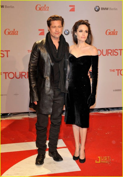 Black Angelina Jolie Velvet Cocktail Dress long sleeves Prom Red Carpet Celebrity Dress The Tourist Premiere