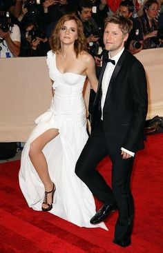 White Emma Watson One Shoulder Dress Slit Prom Red Carpet Formal Dress Costume Institute Ball