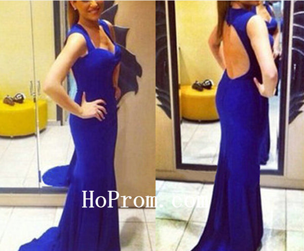 Hollow Back Prom Dresses,Blue Prom Dress,Evening Dress