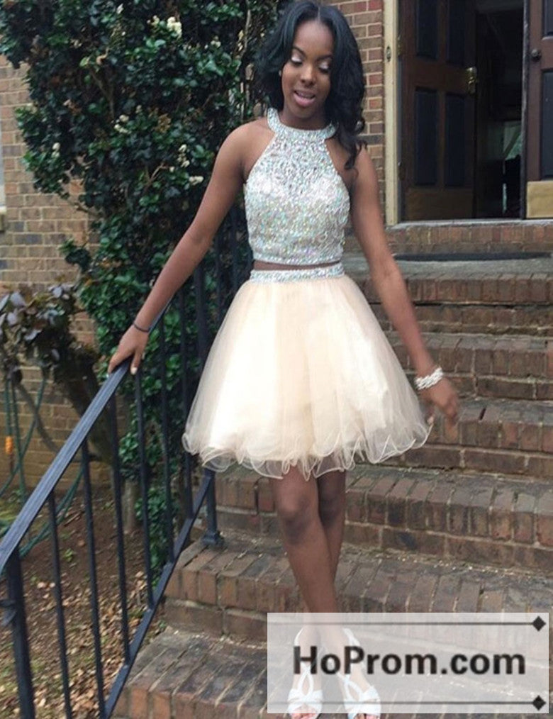 Halter Crystal Two Piece Prom Dresses Homecoming Dresses Hoprom Halter Crystal Two Piece Prom Dresses Homecoming Dresses Hoprom
