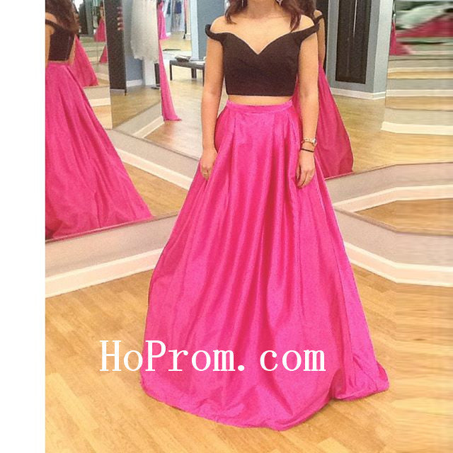 pink and black two piece prom dress GLS Pink Long Mock Two-Piece Formal Prom Dress - XS - Mermaid Flare