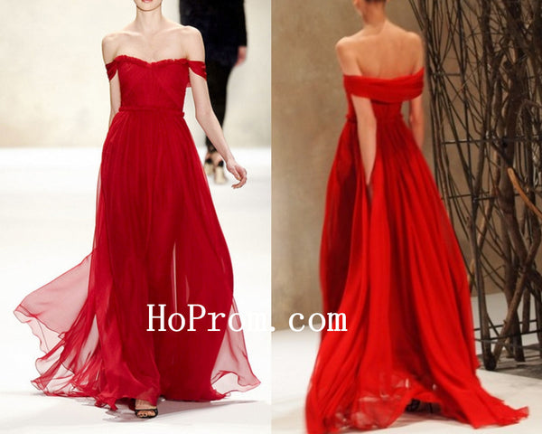 Tulle Chiffon Prom Dress,Red Simple Prom Dresses,Evening Dress