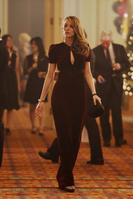 Burgundy Blake Lively Figure hugging Dress Velvet Prom Celebrity Eveni Hoprom Burgundy Blake Lively Figure hugging Dress Velvet Prom Celebrity Eveni Hoprom