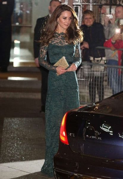 Green Princess Kate Middleton Lace Prom Celebrity Dress National Portrait Gallery