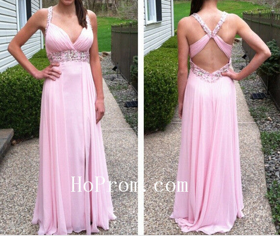 Pink Prom Dresses,Cross Back Prom Dress,Evening Dress