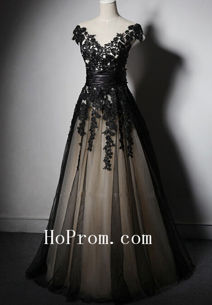 Elegant V-Neck Prom Dresses,Black Prom Dress,Evening Dress