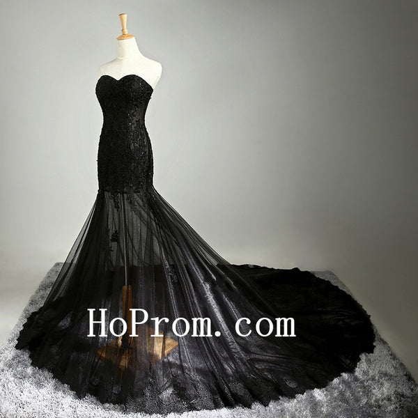 Black Beading Prom Dresses,Floor Length Prom Dress,Evening Dress