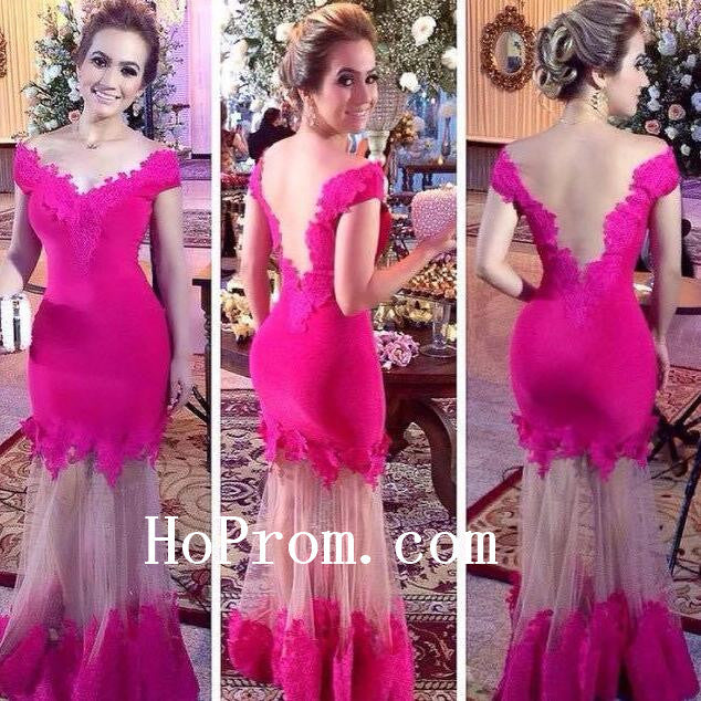 Backless Tulle Dresses, Hot Pink Prom Dress,Evening Dress