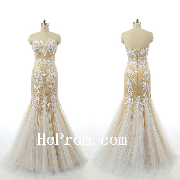 Mermaid Elegant Prom Dresses,Applique Prom Dress,Evening Dress