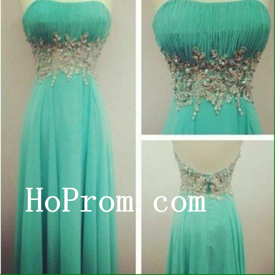 Mint Green Prom Dresses,Strapless Prom Dress,Evening Dress
