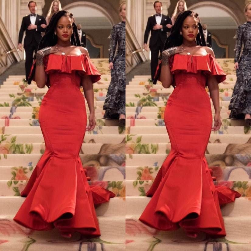 red rihanna dress Rihanna Red Formal Dress Rihannas 1st Annual Diamond Ball Benefit TCD5991