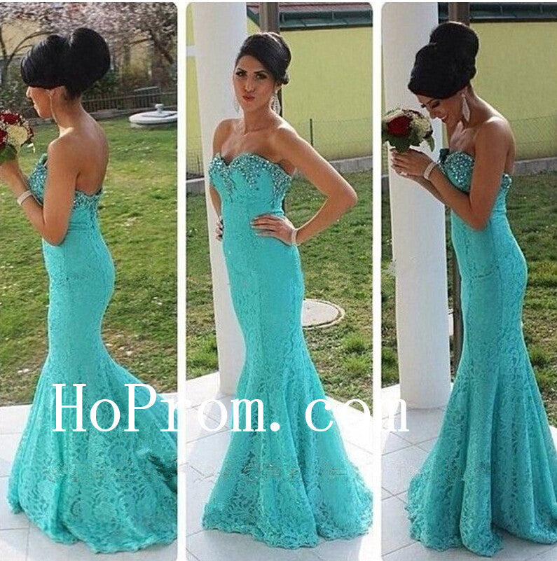 Mint Lace Prom Dresses,Sheath Mermaid Prom Dress,Evening Dress