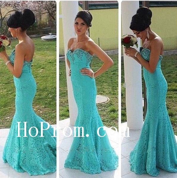 Mint Lace Prom Dresses,Sheath Mermaid Prom Dress,Evening Dress