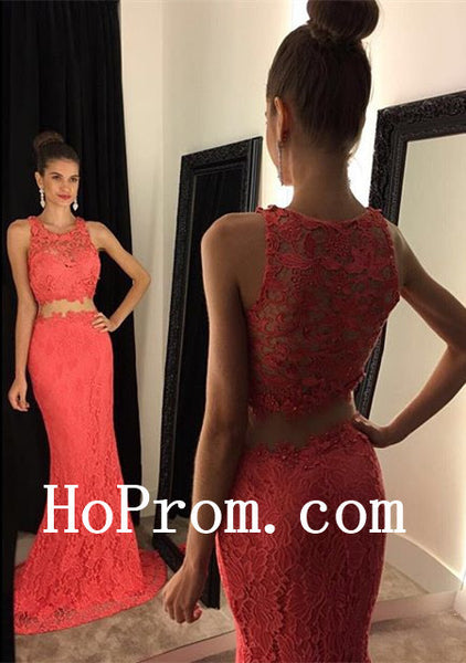 Lace Sleeveless Prom Dresses,Two Piece Prom Dress,Evening Dress