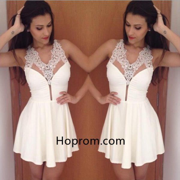Halter New A-Line Short Lace Homecoming Dress