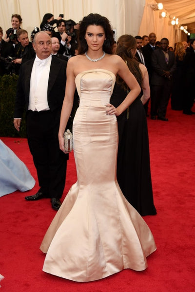 Pink Kendall Jenner Corset Mermaid Strapless Dress Sheath Prom Celebrity Dress Red Carpet Met Gala