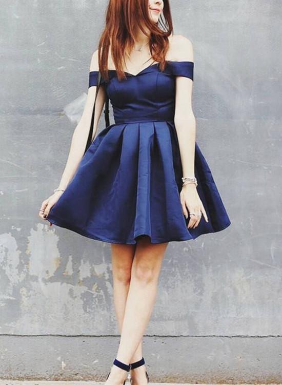 Royal Blue Off Shoulder Short Sleeve Stain Short Homecoming Dresses Hoprom Royal Blue Off Shoulder Short Sleeve Stain Short Homecoming Dresses Hoprom