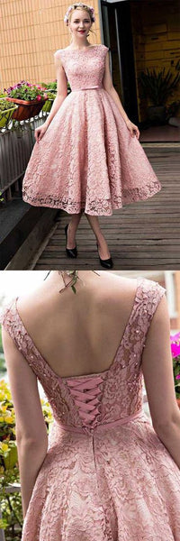 Pink Straps Lace Applique Backless Bandage Homecoming Dresses