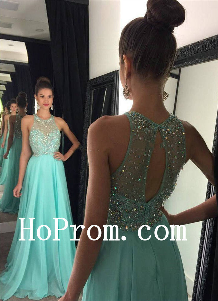 O-Neck Prom Dresses,Blue Prom Dress,Evening Dress