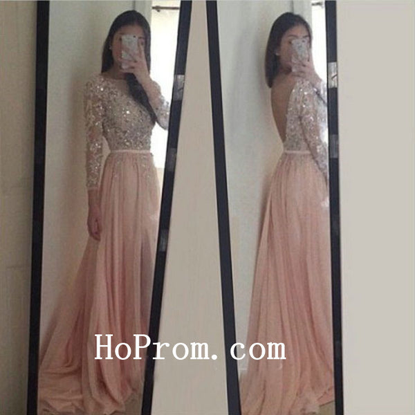 V-Backless Prom Dresses,Pink Prom Dress,Evening Dress