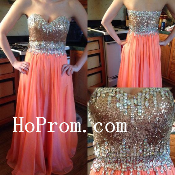 Strapless Sequin Prom Dresses,Long Prom Dress,Evening Dress