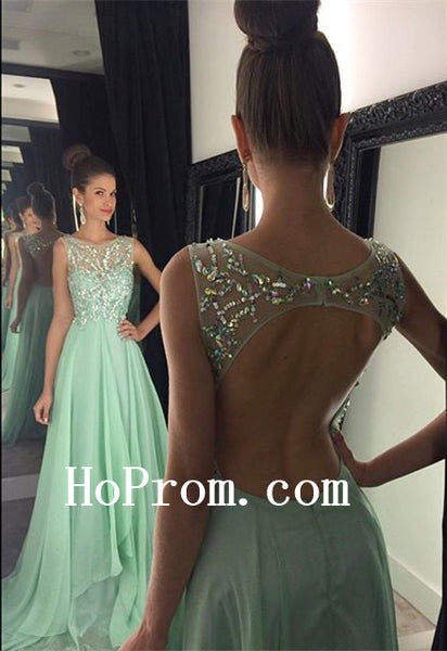 Green Chiffon Prom Dresses,Beading Prom Dress,Evening Dress