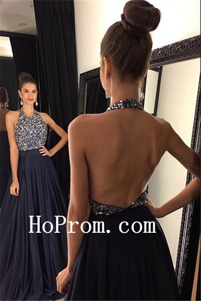 Sparkling Prom Dresses,A-Line Prom Dress,Halter Evening Dress