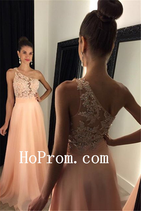 A-Line Pink Prom Dresses,One Shoulder Prom Dress,Evening Dress