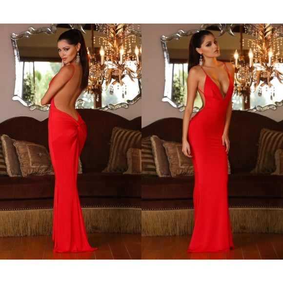 Spaghetti Straps A Low Back Drop Oyster Back Knot Evening Dresses Prom
