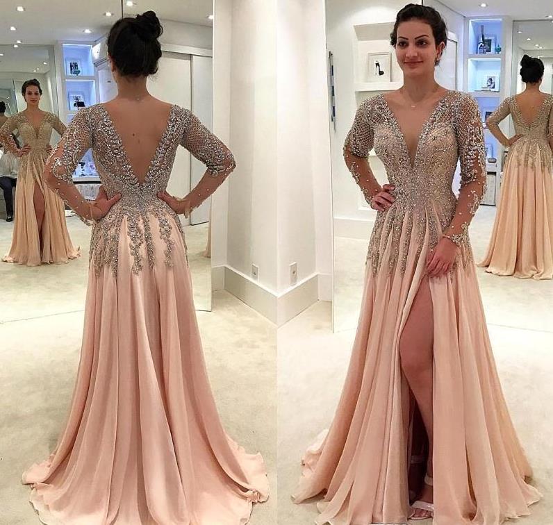 Tight Prom Baby Pink Prom Dresses 2018 Sparkle Long Sleeve Prom Dresses,a-line Prom Dresses, Tight Prom Baby Pink Prom Dresses 2018 Sparkle Long Sleeve Prom Dresses,a-line Prom Dresses,