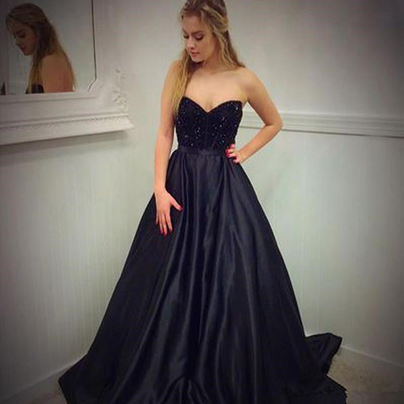Black Off The Shoulder Prom Dresses Stain Strapless Evening Dresses