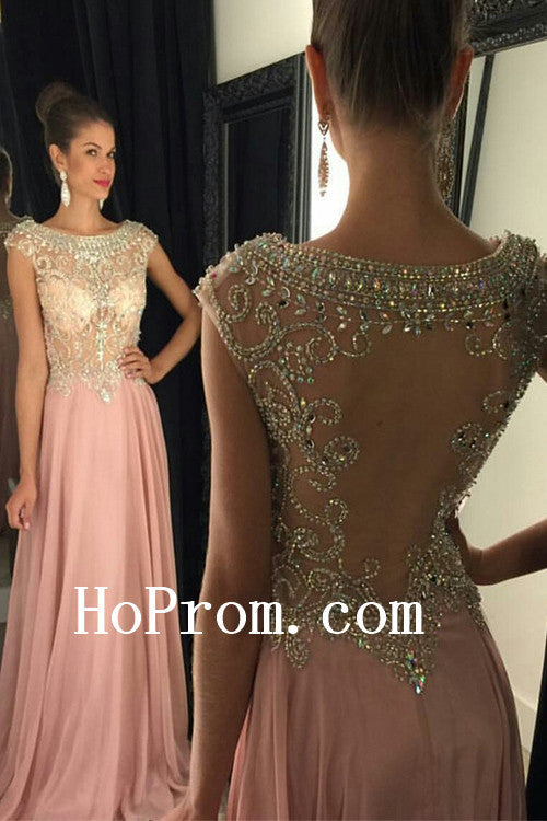 Pink Prom Dresses,See Through Prom Dress,Evening Dress