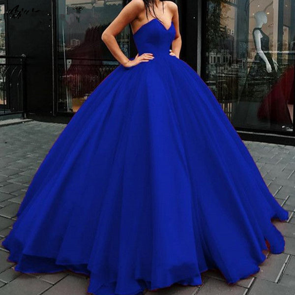 Simple Backless Prom Dresses Sweetheart Tulle Sleeveless Evening Dress