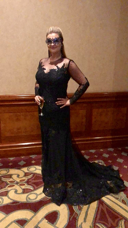 sachin and babi light blue dress Elegant Lace Black Dress with Gloves SF017