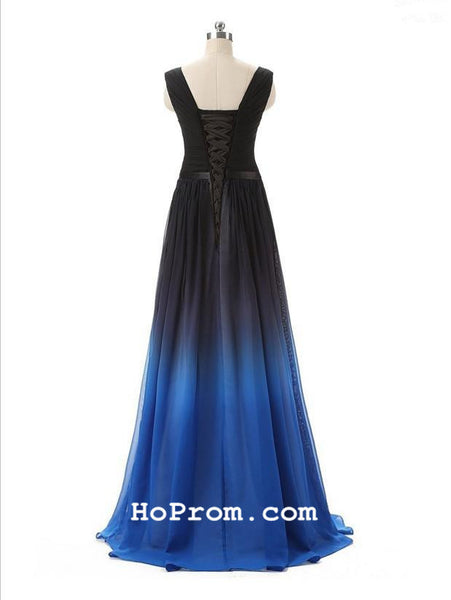 A Line Ombre Prom Dress Black Blue Ombre Prom Dresses Ombre Evening Dresses