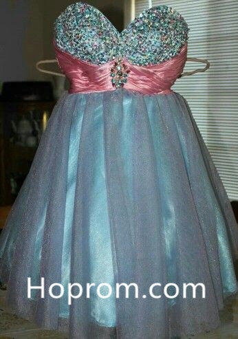 Blue Sweetheart Crystal Homecoming Dress, Short Prom Homecoming Dress