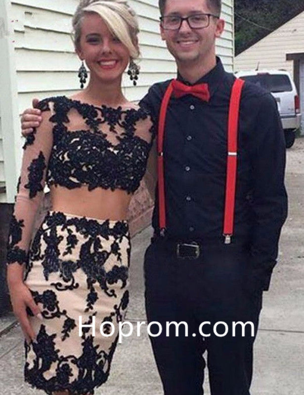 Two Pieces Long Sleeve Girls Homecoming Dresses Sexy Prom Party Dress Hoprom Two Pieces Long Sleeve Girls Homecoming Dresses Sexy Prom Party Dress Hoprom
