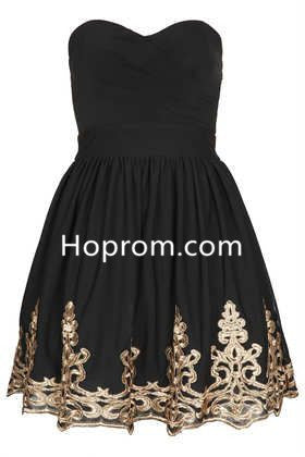 Black Sweetheart Homecoming Dress, Appliques Prom Dress
