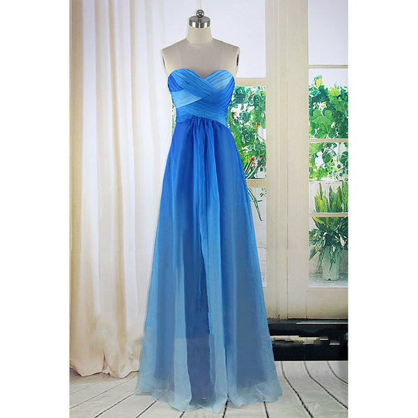 A Line Blue Prom Dresses,Ombre Prom Dress, Evening Dresses