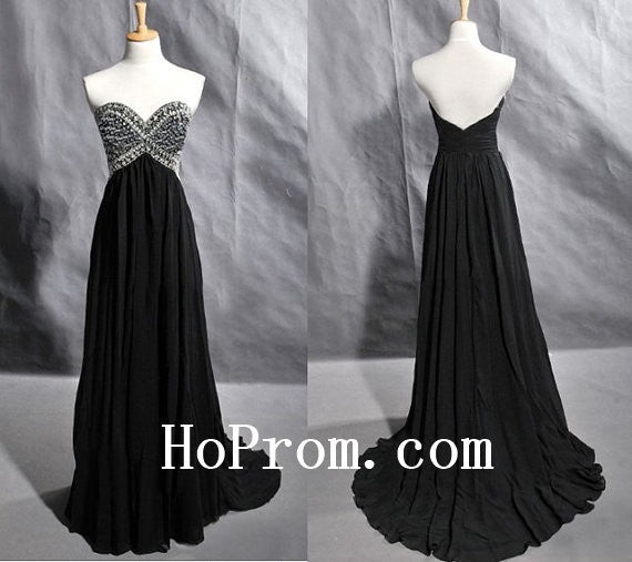 Black Beaded Prom Dress,A-Line Prom Dresses
