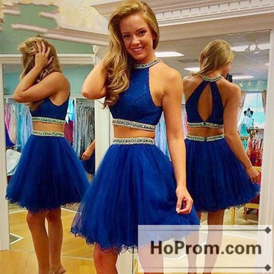 Short Mini Blue Two Piece Prom Dresses Homecoming Dresses