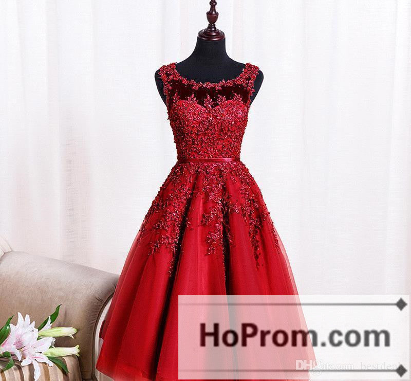 A-Line Applique Knee Length Prom Dresses Homecoming Dresses Hoprom A-Line Applique Knee Length Prom Dresses Homecoming Dresses Hoprom