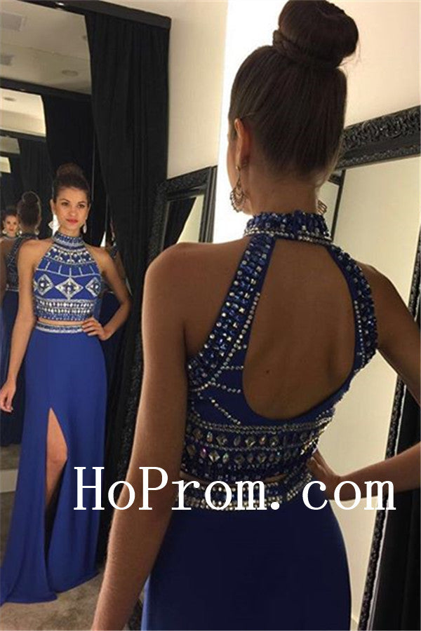 Royal Blue Prom Dresses,Halter Prom Dress,Evening Dress