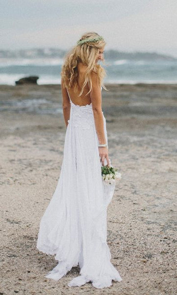 Lace Bodice Wedding Bridal Gowns, Spaghetti Strap Wedding Dress