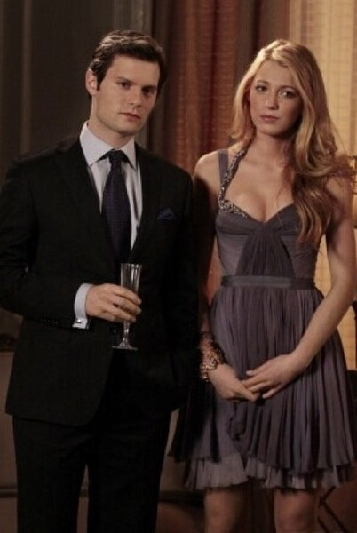 Dark grey Blake Lively Sequins Ruched Dress Short Prom Serena Van der Woodsen Gossip Girl
