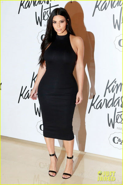 Black Kim Kardashian (Kim K) Tight Halter Sleeveless Dress Bodycon Prom Celebrity Evening Dress Brazilian Event