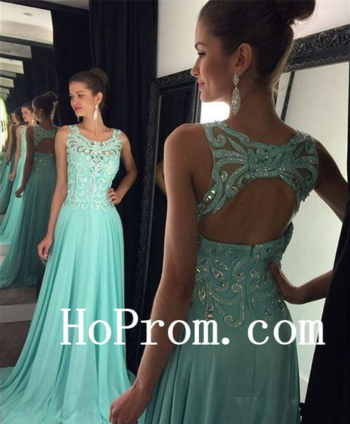 Backless Mint Prom Dresses,A-Line Prom Dress,Evening Dress